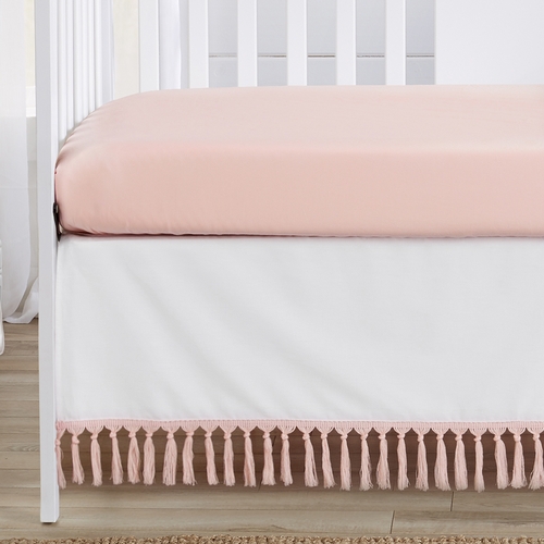 Boho Fringe White and Pink Collection 4 Piece Crib Bedding - alt image 3