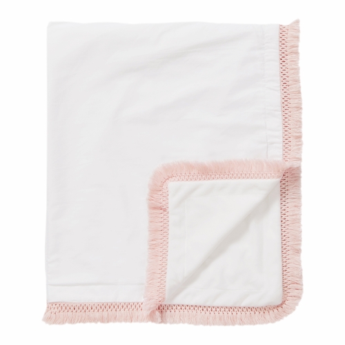 Boho Fringe White and Pink Collection Baby Blanket