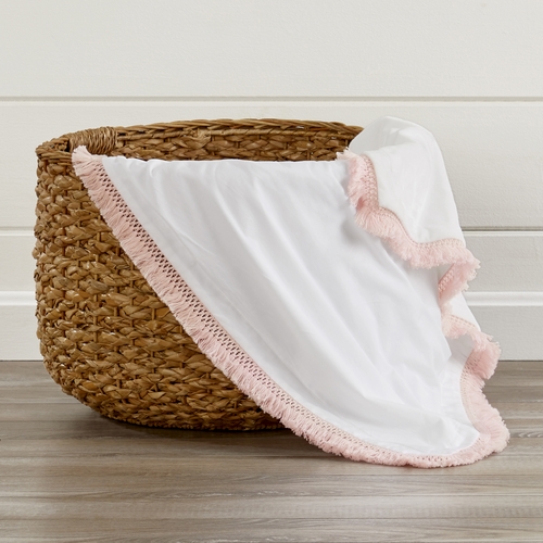 Boho Fringe White and Pink Collection Baby Blanket - alt image 2