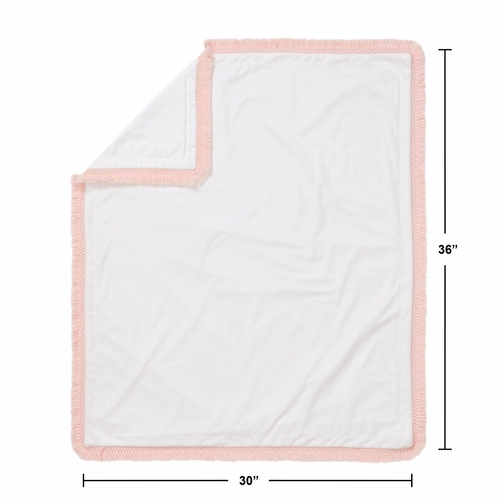 Boho Fringe White and Pink Collection Baby Blanket - alt image 3