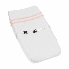 Boho Fringe White and Pink Collection Changing Pad Cover