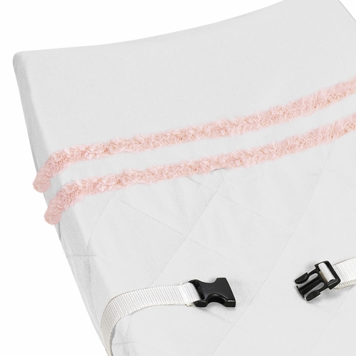Boho Fringe White and Pink Collection Changing Pad Cover - alt image 3