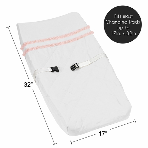Boho Fringe White and Pink Collection Changing Pad Cover - alt image 4