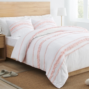 Boho Fringe White and Pink Collection Full/Queen Bedding