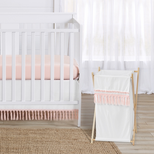 Boho Fringe White and Pink Collection Hamper - alt image 1