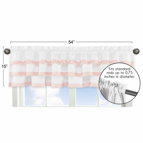 Boho Fringe White and Pink Collection Tiered Window Valance - alt image 4