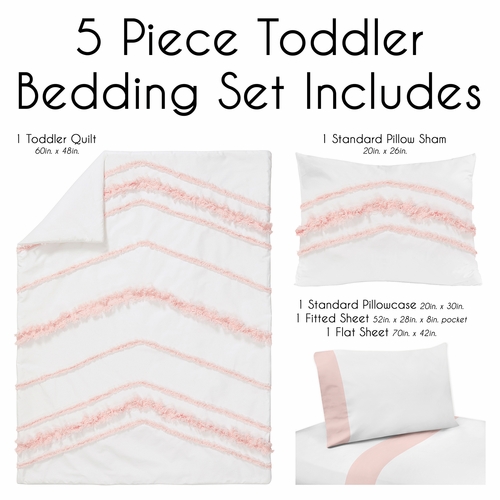 Boho Fringe White and Pink Collection Toddler Bedding - alt image 2