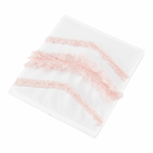 Boho Fringe White and Pink Collection Tufted Fabric Toy Bin Storage - alt image 3
