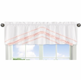 Boho Fringe White and Pink Collection Tufted Window Valance