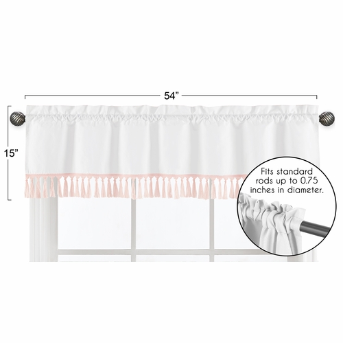 Boho Fringe White and Pink Collection Window Valance - alt image 4