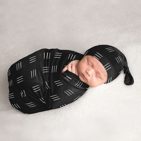 Boho Hatch Black and White Baby Cocoon and Beanie Hat - 2 Piece Set