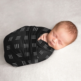 Boho Hatch Black and White Baby Swaddle Blanket