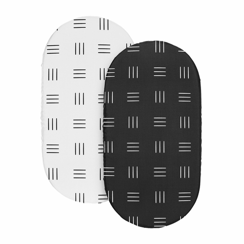 Boho Hatch Black and White Collection 2 Pack Baby Bassinet Fitted Sheets - alt image 1