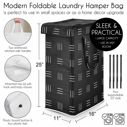 Boho Hatch Black and White Collection Laundry Hamper with Handles - alt image 4