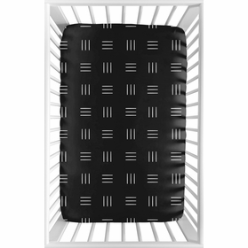 Boho Hatch Black and White Mini Crib Sheet
