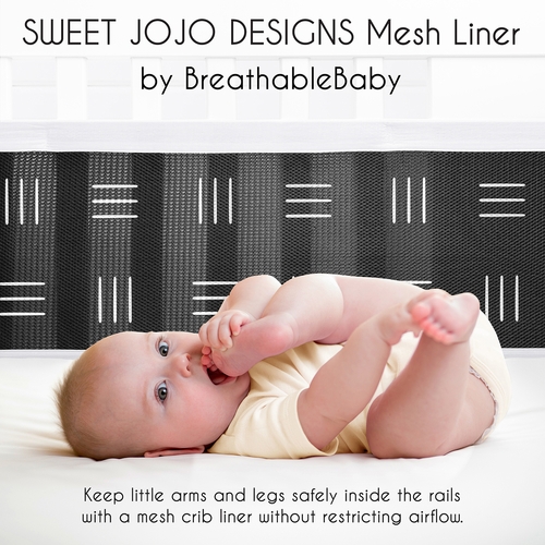 Boho Hatch Black and White Sweet Jojo Designs + BreathableBaby Breathable Mesh Crib Liner - alt image 2