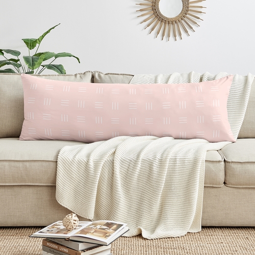 Boho Hatch Blush Pink and White Full Length Body Pillow Cover - alt image 2