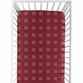 Boho Hatch Burgundy Red and White Crib Sheet