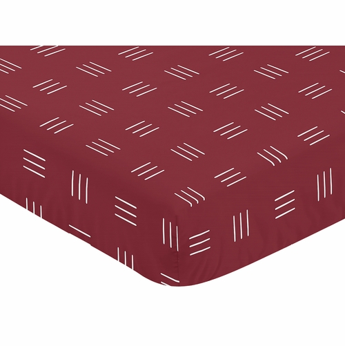 Boho Hatch Burgundy Red and White Crib Sheet - alt image 2