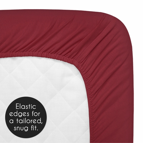 Boho Hatch Burgundy Red and White Crib Sheet - alt image 4