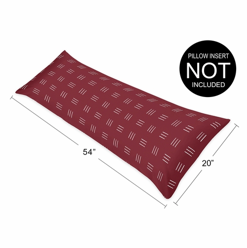 Boho Hatch Burgundy Red and White Full Length Body Pillow Cover - alt image 5