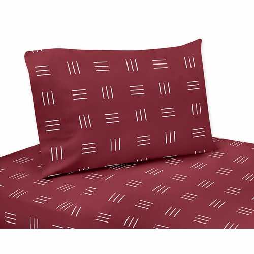 Boho Hatch Burgundy Red and White Twin Sheet Set