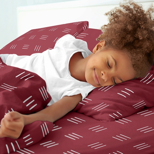 Boho Hatch Burgundy Red and White Twin Sheet Set - alt image 2