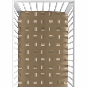 Boho Hatch Cocoa Brown and White Crib Sheet