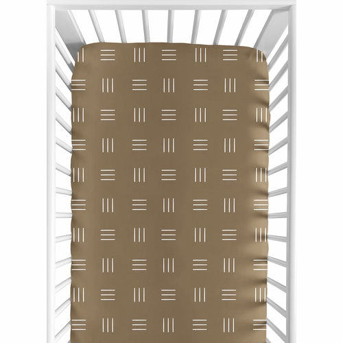 Boho Hatch Cocoa Brown and White Crib Sheet