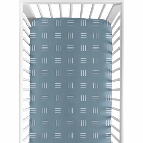 Boho Hatch Dark Blue and White Crib Sheet