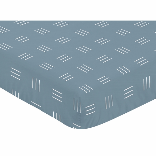 Boho Hatch Dark Blue and White Crib Sheet - alt image 2