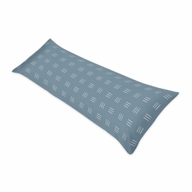 Boho Hatch Dark Blue and White Full Length Body Pillow Cover