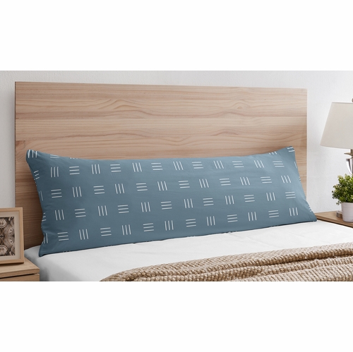 Boho Hatch Dark Blue and White Full Length Body Pillow Cover - alt image 1