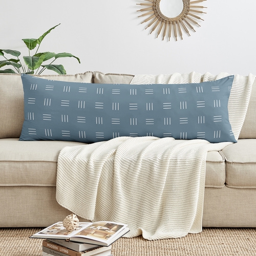 Boho Hatch Dark Blue and White Full Length Body Pillow Cover - alt image 2