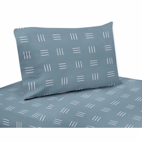 Boho Hatch Dark Blue and White Twin Sheet Set