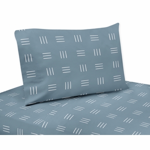 Boho Hatch Dark Blue and White Twin Sheet Set