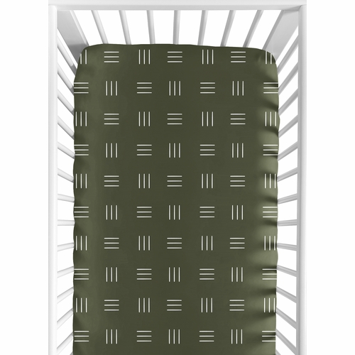 Boho Hatch Green and White Crib Sheet