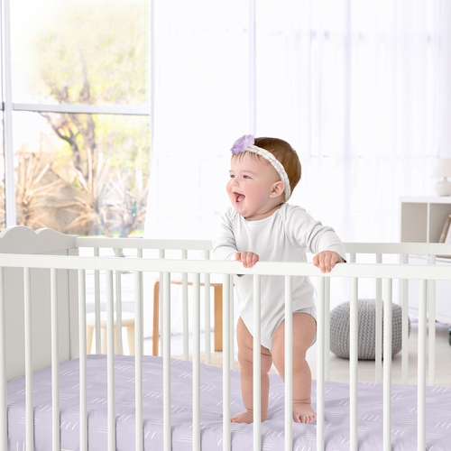 Boho Hatch Lavender Purple and White Crib Sheet - alt image 1