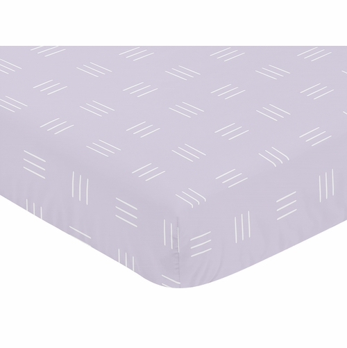 Boho Hatch Lavender Purple and White Crib Sheet - alt image 2