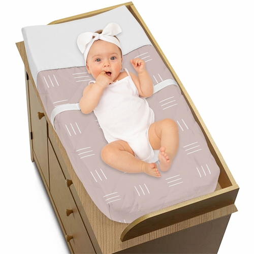 Boho Hatch Mauve and White Changing Pad Cover - alt image 2