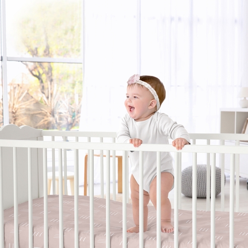 Boho Hatch Mauve and White Crib Sheet - alt image 1