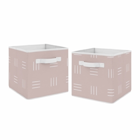 Boho Hatch Mauve and White Foldable Fabric Storage Bins