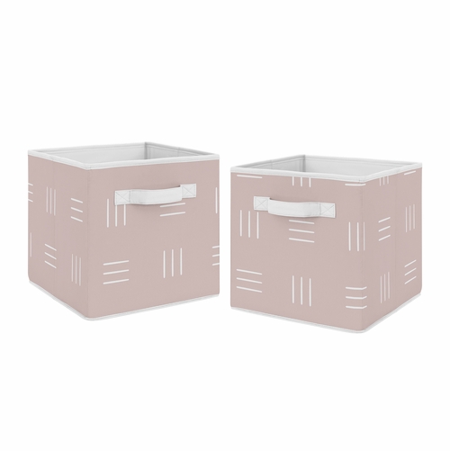Boho Hatch Mauve and White Foldable Fabric Storage Bins