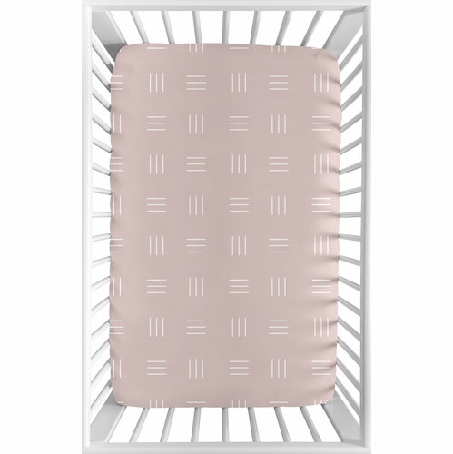 Boho Hatch Mauve and White Mini Crib Sheet