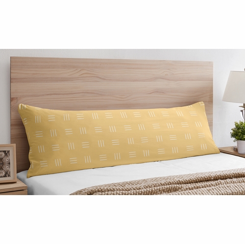 Boho Hatch Mustard and White Full Length Body Pillow Cover - alt image 1