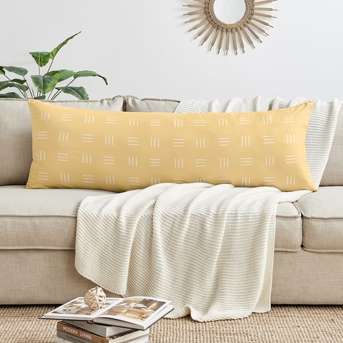 Boho Hatch Mustard and White Full Length Body Pillow Cover - alt image 2