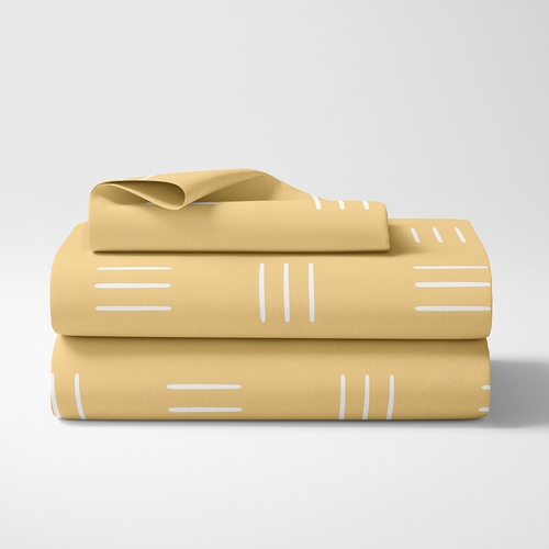 Boho Hatch Mustard and White Twin Sheet Set - alt image 1