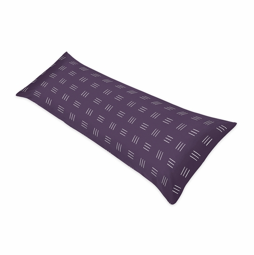 Boho Hatch Plum Purple and White Full Length Body Pillow Cover