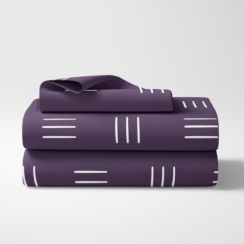 Boho Hatch Plum Purple and White Twin Sheet Set - alt image 1