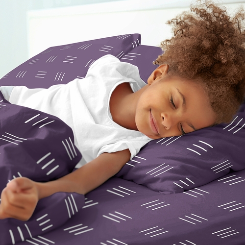 Boho Hatch Plum Purple and White Twin Sheet Set - alt image 2